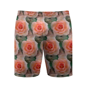 Мужские шорты спортивные с принтом нежные розы паттерн ,  |  | Тематика изображения на принте: паттерн | роза | розовые розы | розы | цветы