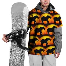 Накидка на куртку 3D с принтом Силуэт слона паттерн , 100% полиэстер |  | африка | паттерн | силут | слон | слоник | слоны