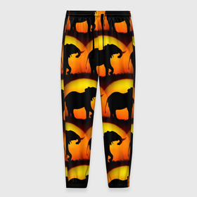 Мужские брюки 3D с принтом Силуэт слона паттерн в Тюмени, 100% полиэстер | манжеты по низу, эластичный пояс регулируется шнурком, по бокам два кармана без застежек, внутренняя часть кармана из мелкой сетки | африка | паттерн | силут | слон | слоник | слоны