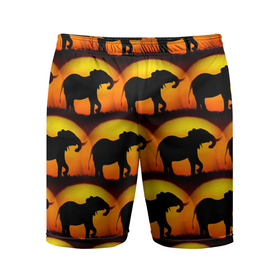 Мужские шорты спортивные с принтом Силуэт слона паттерн ,  |  | африка | паттерн | силут | слон | слоник | слоны