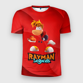Мужская футболка 3D Slim с принтом Rayman Red Legends в Белгороде, 100% полиэстер с улучшенными характеристиками | приталенный силуэт, круглая горловина, широкие плечи, сужается к линии бедра | Тематика изображения на принте: globox | rayman | rayman legends | глобокс | реймен | рэйман | рэймэн | человечек
