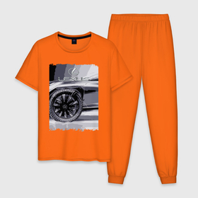 Мужская пижама хлопок с принтом Lexus   Wheel , 100% хлопок | брюки и футболка прямого кроя, без карманов, на брюках мягкая резинка на поясе и по низу штанин
 | car | lexus | power | prestige | wheel | автомобиль | колесо | лексус | мощь | престиж