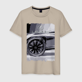 Мужская футболка хлопок с принтом Lexus   Wheel в Кировске, 100% хлопок | прямой крой, круглый вырез горловины, длина до линии бедер, слегка спущенное плечо. | car | lexus | power | prestige | wheel | автомобиль | колесо | лексус | мощь | престиж