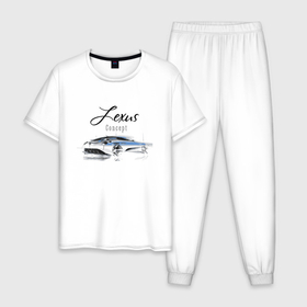 Мужская пижама хлопок с принтом Lexus   Concept , 100% хлопок | брюки и футболка прямого кроя, без карманов, на брюках мягкая резинка на поясе и по низу штанин
 | car | concept | lexus | prestige | автомобиль | лексус | престиж