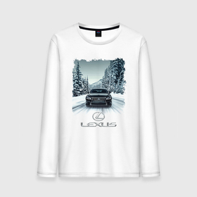 Мужской лонгслив хлопок с принтом Lexus   зимняя дорога , 100% хлопок |  | forest | lexus | road | speed | winter | дорога | зима | лексус | лес | скорость