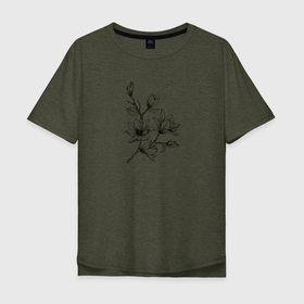 Мужская футболка хлопок Oversize с принтом МАГНОЛИЯ ЦВЕТОК в Петрозаводске, 100% хлопок | свободный крой, круглый ворот, “спинка” длиннее передней части | магнолия | природа | ростения | цветок