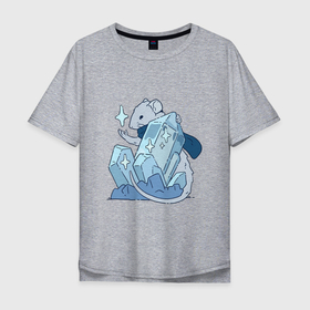 Мужская футболка хлопок Oversize с принтом Кристалл звёзд в Курске, 100% хлопок | свободный крой, круглый ворот, “спинка” длиннее передней части | арт | звезда | звёзды | кристалл | кристаллы | маг | магия | мышь | рисунок