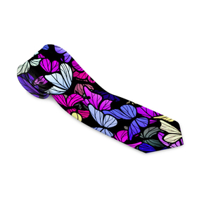 Галстук 3D с принтом Витражные бабочки в Тюмени, 100% полиэстер | Длина 148 см; Плотность 150-180 г/м2 | 8 марта | butterfly | бабочки | бобочка | крылья | мотыльки | насекомые | паттерн