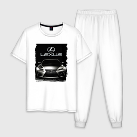 Мужская пижама хлопок с принтом Lexus   этим всё сказано в Кировске, 100% хлопок | брюки и футболка прямого кроя, без карманов, на брюках мягкая резинка на поясе и по низу штанин
 | car | lexus | power | prestige | автомобиль | лексус | мощь | престиж