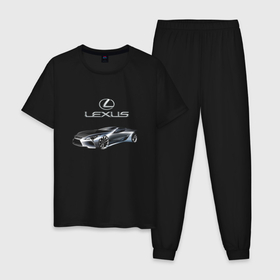 Мужская пижама хлопок с принтом Lexus   Motorsport , 100% хлопок | брюки и футболка прямого кроя, без карманов, на брюках мягкая резинка на поясе и по низу штанин
 | car | lexus | motorsport | power | prestige | racing | автомобиль | автоспорт | гонка | лексус | мощь | престиж