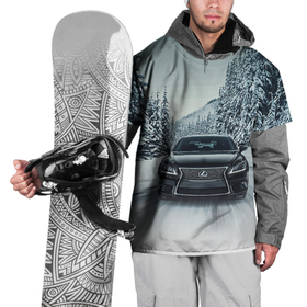 Накидка на куртку 3D с принтом Лексус   зимняя дорога в Екатеринбурге, 100% полиэстер |  | car | forest | lexus | nature | power | prestige | road | speed | winter | автомобиль | дорога | зима | лексус | лес | мощь | престиж | природа