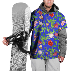 Накидка на куртку 3D с принтом Цветочки   синий фон   паттерн в Новосибирске, 100% полиэстер |  | паттерн | полевые цветы | сад | цветочки | цветы