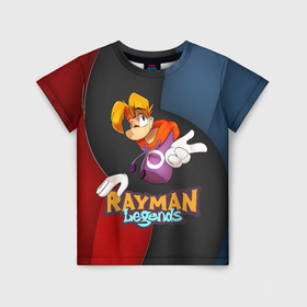 Детская футболка 3D с принтом Rayman на абстрактном фоне в Курске, 100% гипоаллергенный полиэфир | прямой крой, круглый вырез горловины, длина до линии бедер, чуть спущенное плечо, ткань немного тянется | globox | rayman | rayman legends | глобокс | реймен | рэйман | рэймэн | человечек