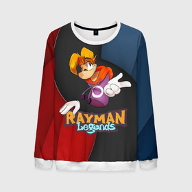 Мужской свитшот 3D с принтом Rayman на абстрактном фоне , 100% полиэстер с мягким внутренним слоем | круглый вырез горловины, мягкая резинка на манжетах и поясе, свободная посадка по фигуре | globox | rayman | rayman legends | глобокс | реймен | рэйман | рэймэн | человечек