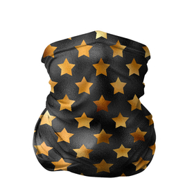 Бандана-труба 3D с принтом Золотые звезды на черном в Тюмени, 100% полиэстер, ткань с особыми свойствами — Activecool | плотность 150‒180 г/м2; хорошо тянется, но сохраняет форму | звездочка | звездочки | звезды | золото | золотые звезды