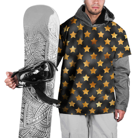 Накидка на куртку 3D с принтом Золотые звезды на черном в Курске, 100% полиэстер |  | звездочка | звездочки | звезды | золото | золотые звезды