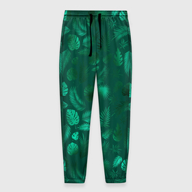 Мужские брюки 3D с принтом яркие зеленые листья , 100% полиэстер | манжеты по низу, эластичный пояс регулируется шнурком, по бокам два кармана без застежек, внутренняя часть кармана из мелкой сетки | зелень | лето | листочки | листья | паттерн | яркие листья