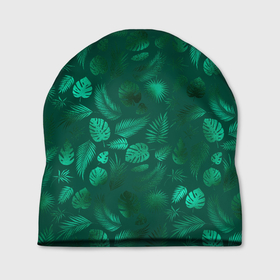 Шапка 3D с принтом яркие зеленые листья в Екатеринбурге, 100% полиэстер | универсальный размер, печать по всей поверхности изделия | зелень | лето | листочки | листья | паттерн | яркие листья