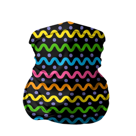 Бандана-труба 3D с принтом Разноцветные волнистые линии в Петрозаводске, 100% полиэстер, ткань с особыми свойствами — Activecool | плотность 150‒180 г/м2; хорошо тянется, но сохраняет форму | абстракция | волны | линии | паттерн | радуга | разноцветные | цветные