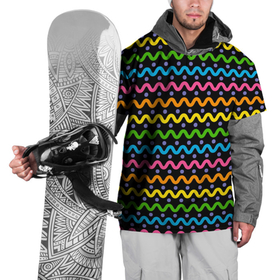 Накидка на куртку 3D с принтом Разноцветные волнистые линии в Петрозаводске, 100% полиэстер |  | абстракция | волны | линии | паттерн | радуга | разноцветные | цветные
