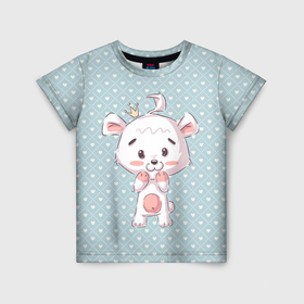 Детская футболка 3D с принтом Маленький мишка с короной в Санкт-Петербурге, 100% гипоаллергенный полиэфир | прямой крой, круглый вырез горловины, длина до линии бедер, чуть спущенное плечо, ткань немного тянется | детский | корона | медведь | медвежонок | милый | мишка