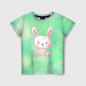 Детская футболка 3D с принтом Милый маленький зайчик в Петрозаводске, 100% гипоаллергенный полиэфир | прямой крой, круглый вырез горловины, длина до линии бедер, чуть спущенное плечо, ткань немного тянется | детский | зайчик | зайчонок | заяц | кролик