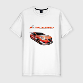 Мужская футболка хлопок Slim с принтом Mazda   Motorsport Development , 92% хлопок, 8% лайкра | приталенный силуэт, круглый вырез ворота, длина до линии бедра, короткий рукав | car | development | japan | mazda | motorsport | power | racing | team | автомобиль | автоспорт | гонка | мазда | мощь | развитие | япония