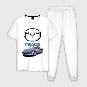 Мужская пижама хлопок с принтом Mazda   Japan , 100% хлопок | брюки и футболка прямого кроя, без карманов, на брюках мягкая резинка на поясе и по низу штанин
 | car | japan | mazda | prestige | автомобиль | мазда | престиж | япония