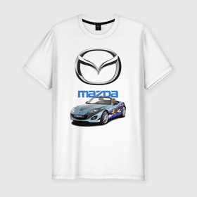 Мужская футболка хлопок Slim с принтом Mazda   Japan , 92% хлопок, 8% лайкра | приталенный силуэт, круглый вырез ворота, длина до линии бедра, короткий рукав | car | japan | mazda | prestige | автомобиль | мазда | престиж | япония