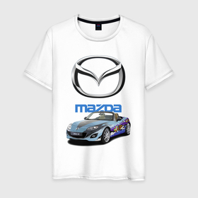 Мужская футболка хлопок с принтом Mazda   Japan в Тюмени, 100% хлопок | прямой крой, круглый вырез горловины, длина до линии бедер, слегка спущенное плечо. | car | japan | mazda | prestige | автомобиль | мазда | престиж | япония