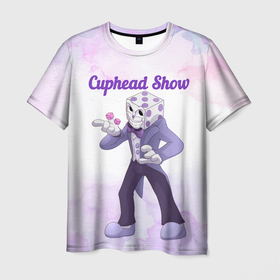 Мужская футболка 3D с принтом Mr.purple в Екатеринбурге, 100% полиэфир | прямой крой, круглый вырез горловины, длина до линии бедер | netflix | purple | арт | графика | мультфильм | шоу чашека
