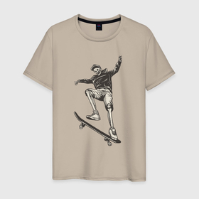 Мужская футболка хлопок с принтом SKELETON SKATEBOARDING , 100% хлопок | прямой крой, круглый вырез горловины, длина до линии бедер, слегка спущенное плечо. | skateboarding | доска | кости | скейт | скейтбординг | скейтер | скелет | череп