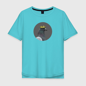 Мужская футболка хлопок Oversize с принтом Голубь в короне в Курске, 100% хлопок | свободный крой, круглый ворот, “спинка” длиннее передней части | анималистика | голубь | корона | пастель | птицы | птицы в шляпах | рисунок | рисунок голубя