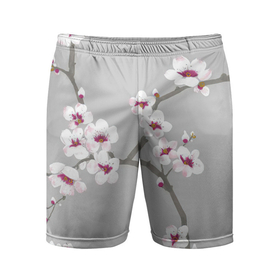Мужские шорты спортивные с принтом Ранняя весна ,  |  | арт | весна | начинающаяся весна | ранняя весна | рисунок | розовые цветы | розовый цветок | цветок | цветы | яркие цветы | яркий цветок