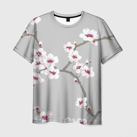 Мужская футболка 3D с принтом Ранняя весна , 100% полиэфир | прямой крой, круглый вырез горловины, длина до линии бедер | арт | весна | начинающаяся весна | ранняя весна | рисунок | розовые цветы | розовый цветок | цветок | цветы | яркие цветы | яркий цветок