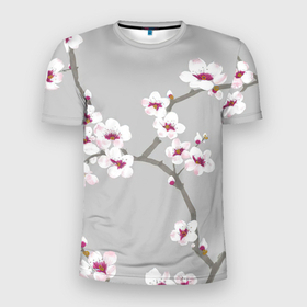 Мужская футболка 3D Slim с принтом Ранняя весна в Санкт-Петербурге, 100% полиэстер с улучшенными характеристиками | приталенный силуэт, круглая горловина, широкие плечи, сужается к линии бедра | арт | весна | начинающаяся весна | ранняя весна | рисунок | розовые цветы | розовый цветок | цветок | цветы | яркие цветы | яркий цветок