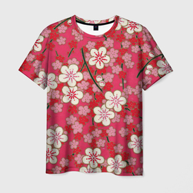 Мужская футболка 3D с принтом Пышная весна , 100% полиэфир | прямой крой, круглый вырез горловины, длина до линии бедер | арт | белые цветы | белый цветок | весна | рисунок | рисунок маслом | сакура | цветок | цветы | яркие цветы | яркий цветок