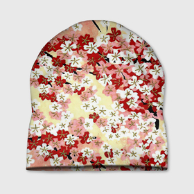 Шапка 3D с принтом Цветущая весна в Белгороде, 100% полиэстер | универсальный размер, печать по всей поверхности изделия | арт | белые цветы | белый цветок | весна | рисунок | сакура | цветение | цветок | цветущие деревья | цветы | яркие цветы | яркий цветок