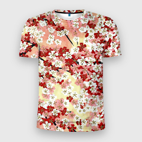 Мужская футболка 3D Slim с принтом Цветущая весна в Новосибирске, 100% полиэстер с улучшенными характеристиками | приталенный силуэт, круглая горловина, широкие плечи, сужается к линии бедра | арт | белые цветы | белый цветок | весна | рисунок | сакура | цветение | цветок | цветущие деревья | цветы | яркие цветы | яркий цветок
