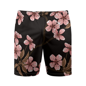 Мужские шорты спортивные с принтом Начало весны ,  |  | арт | весна | рисунок | розовые цветы | розовый цветок | цветок | цветущее дерево | цветы | яркие цветы | яркий цветок