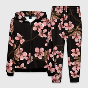 Мужской костюм 3D с принтом Начало весны в Новосибирске, 100% полиэстер | Манжеты и пояс оформлены тканевой резинкой, двухслойный капюшон со шнурком для регулировки, карманы спереди | арт | весна | рисунок | розовые цветы | розовый цветок | цветок | цветущее дерево | цветы | яркие цветы | яркий цветок