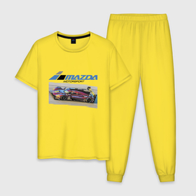 Мужская пижама хлопок с принтом Mazda   Motorsport   Racing team , 100% хлопок | брюки и футболка прямого кроя, без карманов, на брюках мягкая резинка на поясе и по низу штанин
 | Тематика изображения на принте: car | development | japan | mazda | motorsport | power | racing | team | автомобиль | автоспорт | гонка | мазда | мощь | развитие | япония
