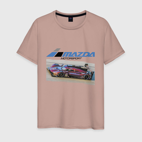 Мужская футболка хлопок с принтом Mazda   Motorsport   Racing team , 100% хлопок | прямой крой, круглый вырез горловины, длина до линии бедер, слегка спущенное плечо. | car | development | japan | mazda | motorsport | power | racing | team | автомобиль | автоспорт | гонка | мазда | мощь | развитие | япония