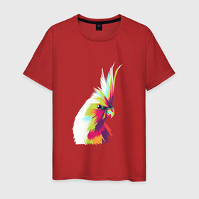 Мужская футболка хлопок с принтом Цветной попугай | Colors parrot в Новосибирске, 100% хлопок | прямой крой, круглый вырез горловины, длина до линии бедер, слегка спущенное плечо. | parrot | ара | арара | жако | кеа | лори | макао | неразлучник | попенька | попка | попочка | попугай | попугайчик | птенчик | птица | птичка | цветная птичка