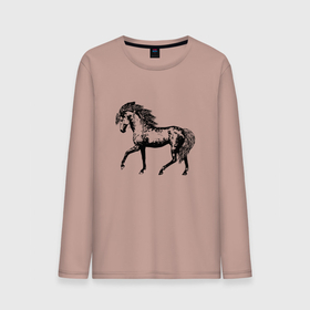 Мужской лонгслив хлопок с принтом Мустанг | Лошадь в Новосибирске, 100% хлопок |  | horse | жеребенок | жеребец | кабыла | кобыла | кобылица | конь | лошадка | лошадь | лошатка | мустанг | парнокопытное | рысак | скакун