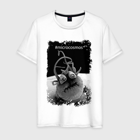 Мужская футболка хлопок с принтом Microcosmos в Петрозаводске, 100% хлопок | прямой крой, круглый вырез горловины, длина до линии бедер, слегка спущенное плечо. | eyes | horns | jaw | microcosmos | muzzle | глаза | микрокосмос | пасть | рога