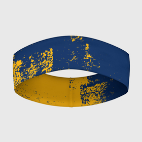 Повязка на голову 3D с принтом ПЯТНИСТАЯ ТЕКСТУРА | ГРАНЖ ,  |  | abstract | grunge | texture | абстракция | гранж | желто синий | желтый | лузга | пятна | синий | старая | текстура | шпаклевка | щелуха