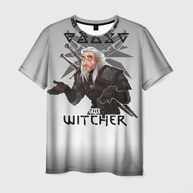 Мужская футболка 3D с принтом Ведьмачьи Знаки  Геральт в Екатеринбурге, 100% полиэфир | прямой крой, круглый вырез горловины, длина до линии бедер | witcher | аард | аксий | геральт | игни | ирден | квен | мутант