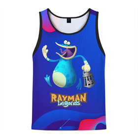 Мужская майка 3D с принтом Синий globox Rayman в Курске, 100% полиэстер | круглая горловина, приталенный силуэт, длина до линии бедра. Пройма и горловина окантованы тонкой бейкой | legends | rayman | rayman legends | глобокс | рейман | рэйман | рэймэн