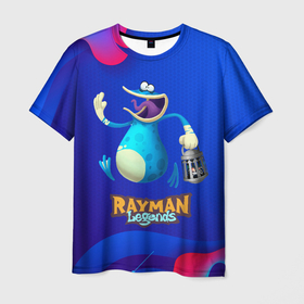 Мужская футболка 3D с принтом Синий globox Rayman в Белгороде, 100% полиэфир | прямой крой, круглый вырез горловины, длина до линии бедер | Тематика изображения на принте: legends | rayman | rayman legends | глобокс | рейман | рэйман | рэймэн